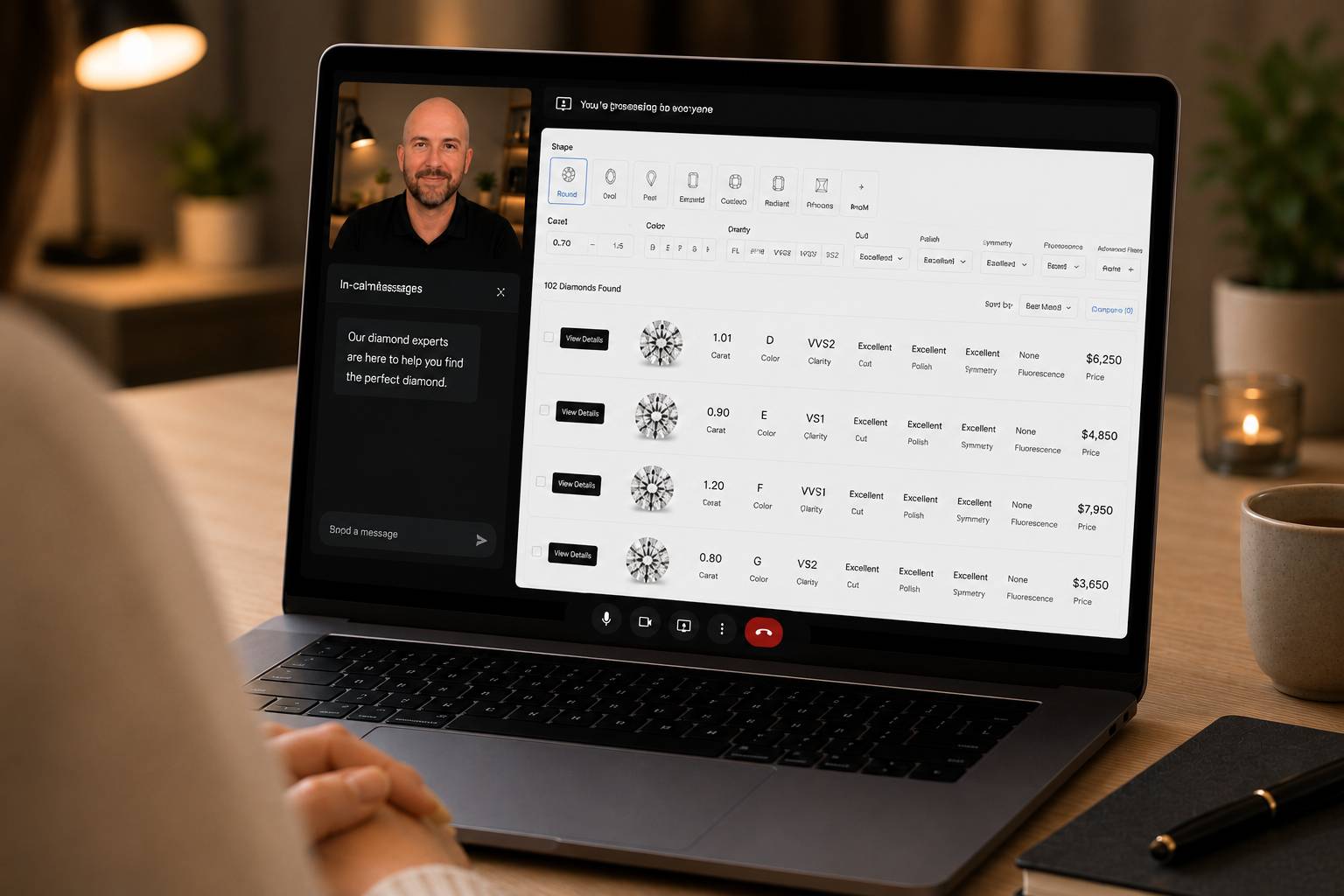 Complimentary diamond consultation on video call